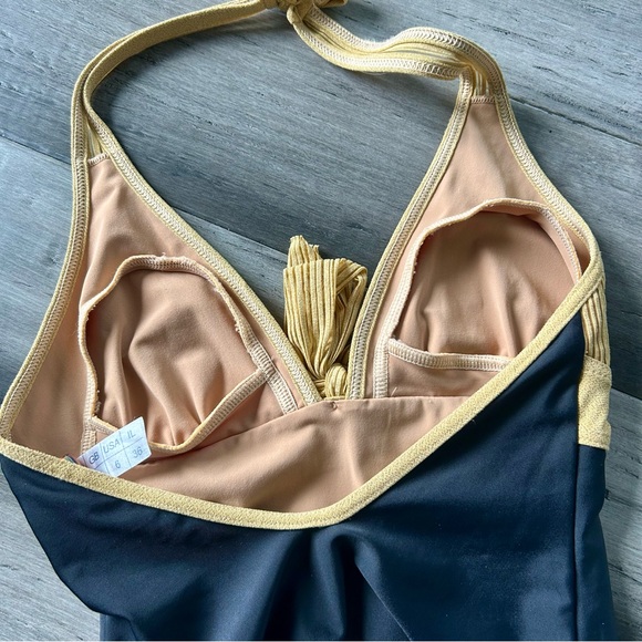 Vintage 1990s LaGouf by Silvian Lurex Metallic Halter Cheeky One Piece Swimsuit - Picture 10 of 13